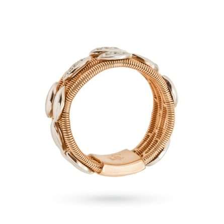 Anello in oro rosa con trafori ed elementi di diamanti