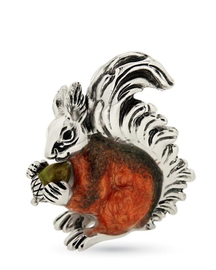 Squirrel with acorn medium enamel silver ornament Saturnoo ST128-2