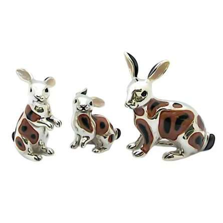 Family of 3 enamel rabbits ornament Saturnoo ST20