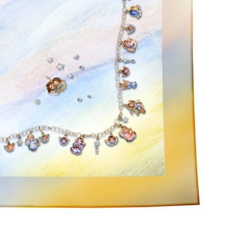 100% silk scarf Gabriella Rivalta Angels 90x90cm
