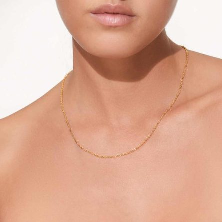 Yellow gold shiny rolo chain 45 cm