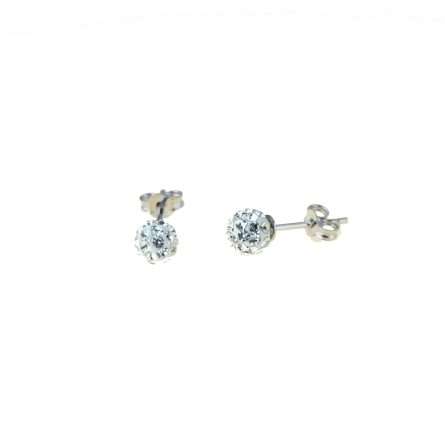 18kt Gold Ball Earrings with 5mm Zirconia