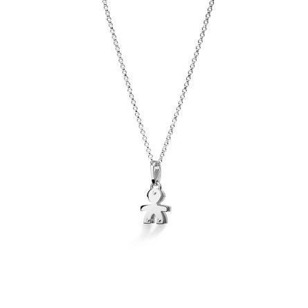 Collana leBebé LBB153 sagoma bimbo mini oro bianco ct 0,11