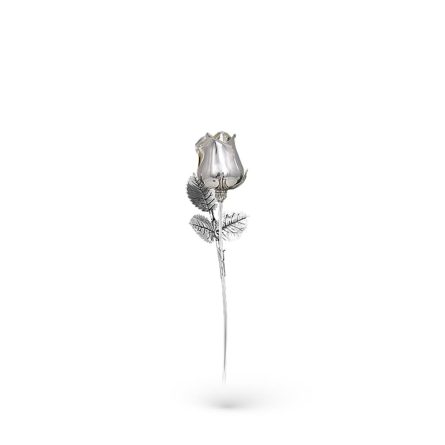 Small rose ornament in shiny silver 13mm