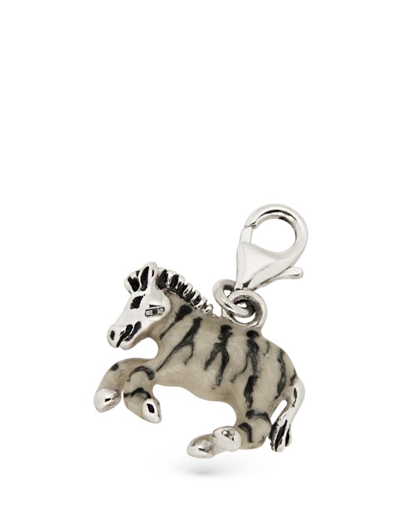 Ciondolo zebra argento e smalto