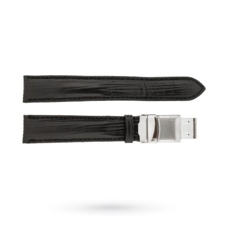 Cinturino pelle nera 18-16mm fibbia deployante acciaio