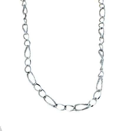 Gargantilla de cadena con eslabones ovalados alternados brillantes y martillados, 45 cm de largo, 6 mm de ancho — C1829B
