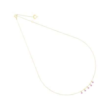 Maman et Sophie yellow gold necklace with five floating rhodolites