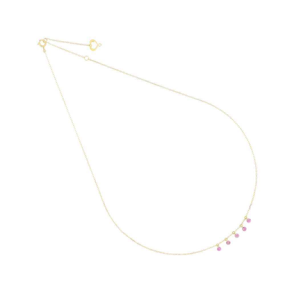 Collar Maman et Sophie de oro amarillo con cinco rodolitas nude