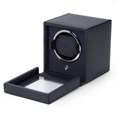 Wolf Single Watch Winder with Cover - Navy