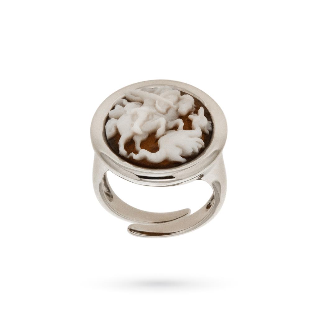 Anillo Genova Cameo San Giorgio Drago plata talla 24-30