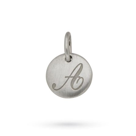 Ciondolo piastrina argento 925 satinato lettera A incisa
