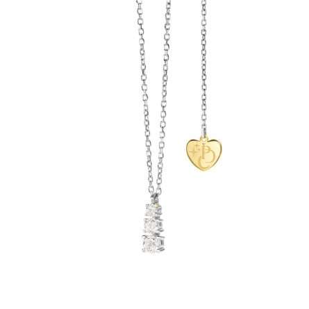 Gargantilla trilogy en degradé de oro blanco 18kt con garra de corazón