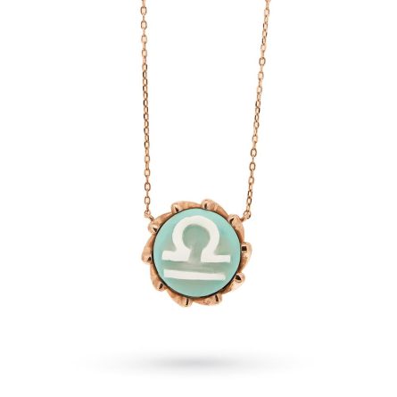 Libra Zodiac Sign Necklace Silver Turquoise Cameo 12mm