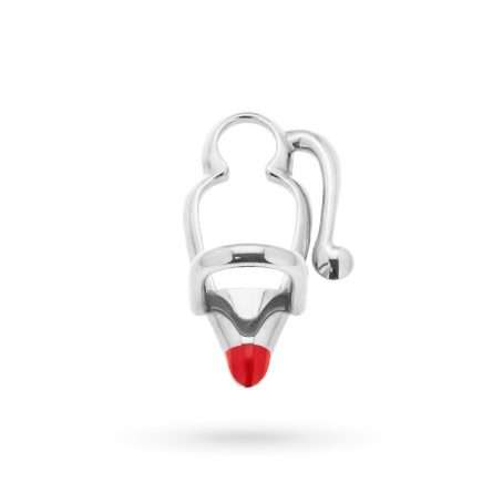 Portavasos WithThee en plata con esmalte rojo