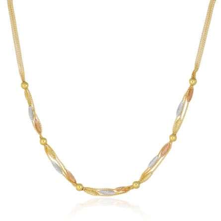 Collar con elementos tubulares trabajados y esferas brillantes