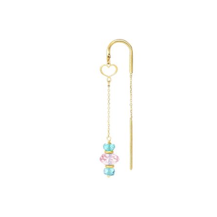 18Kt  Apatite And Rose Topaz  Hook Earring