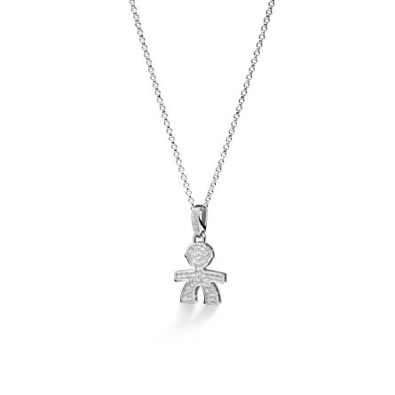 Collana leBebé LBB151 sagoma bimbo oro bianco diamanti ct 0,22