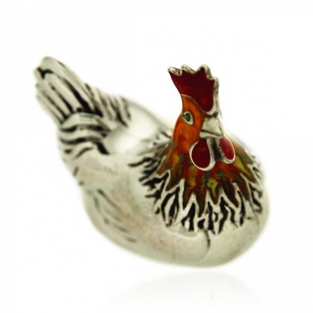 Gallina media Soprammobile Moderno Medio argento 925 smalto