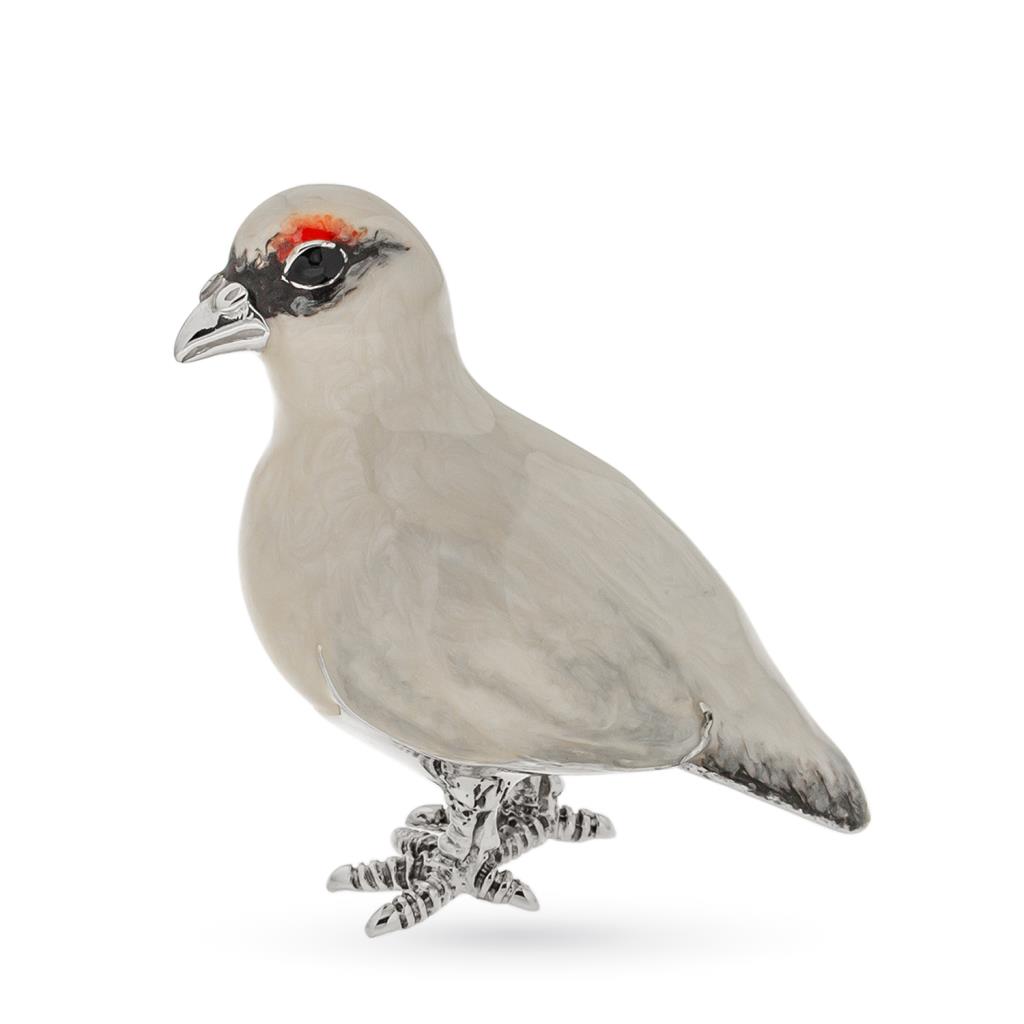 Partridge ornament sterling silver and enamel - Medium size