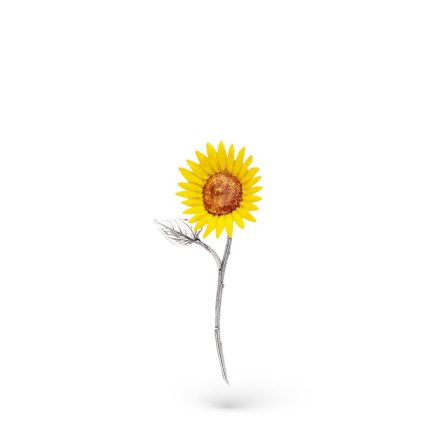 Small sunflower ornament silver enamel 9,5cm