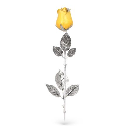 Rosa soprammobile argento 925 smalto giallo h 48cm