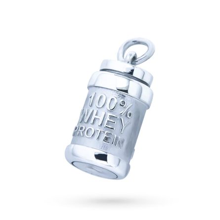 Colgante de plata 925 tarro de proteína de suero gimnasio