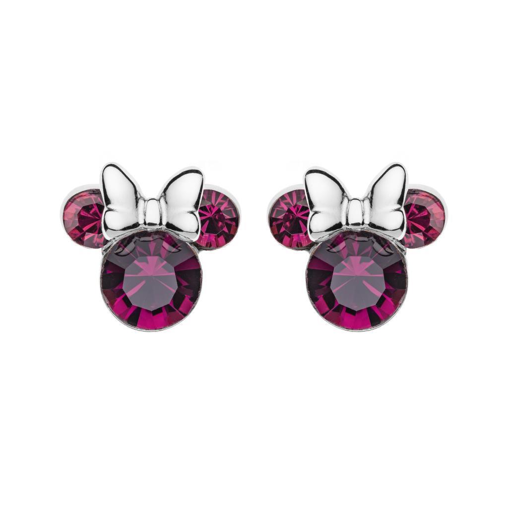 Orecchini bambina Disney Minnie argento cristallo ametista viola