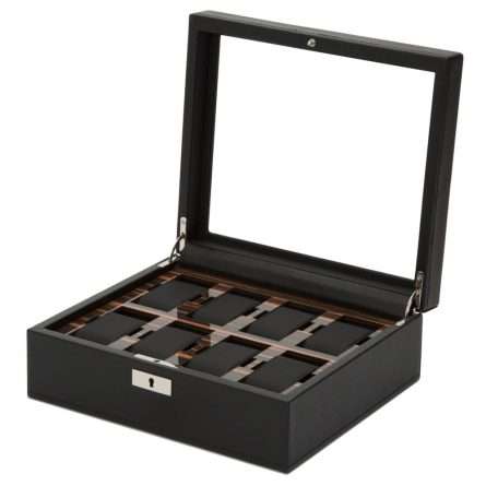 Wolf 8 Piece Watch Box - Black