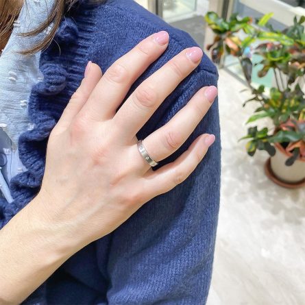 Fede nuziale Promessa d'Amore diamanti oro bianco 4mm Slim