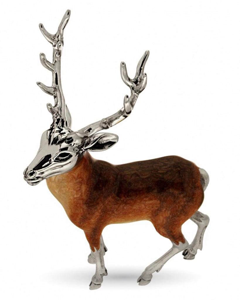 Stag ornament in silver and enamel
