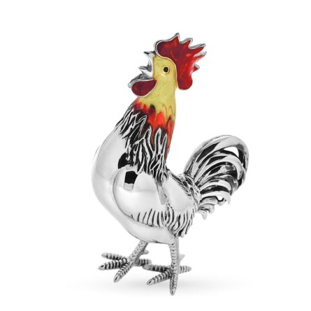 Gallo grande soprammobile argento 925 smalto