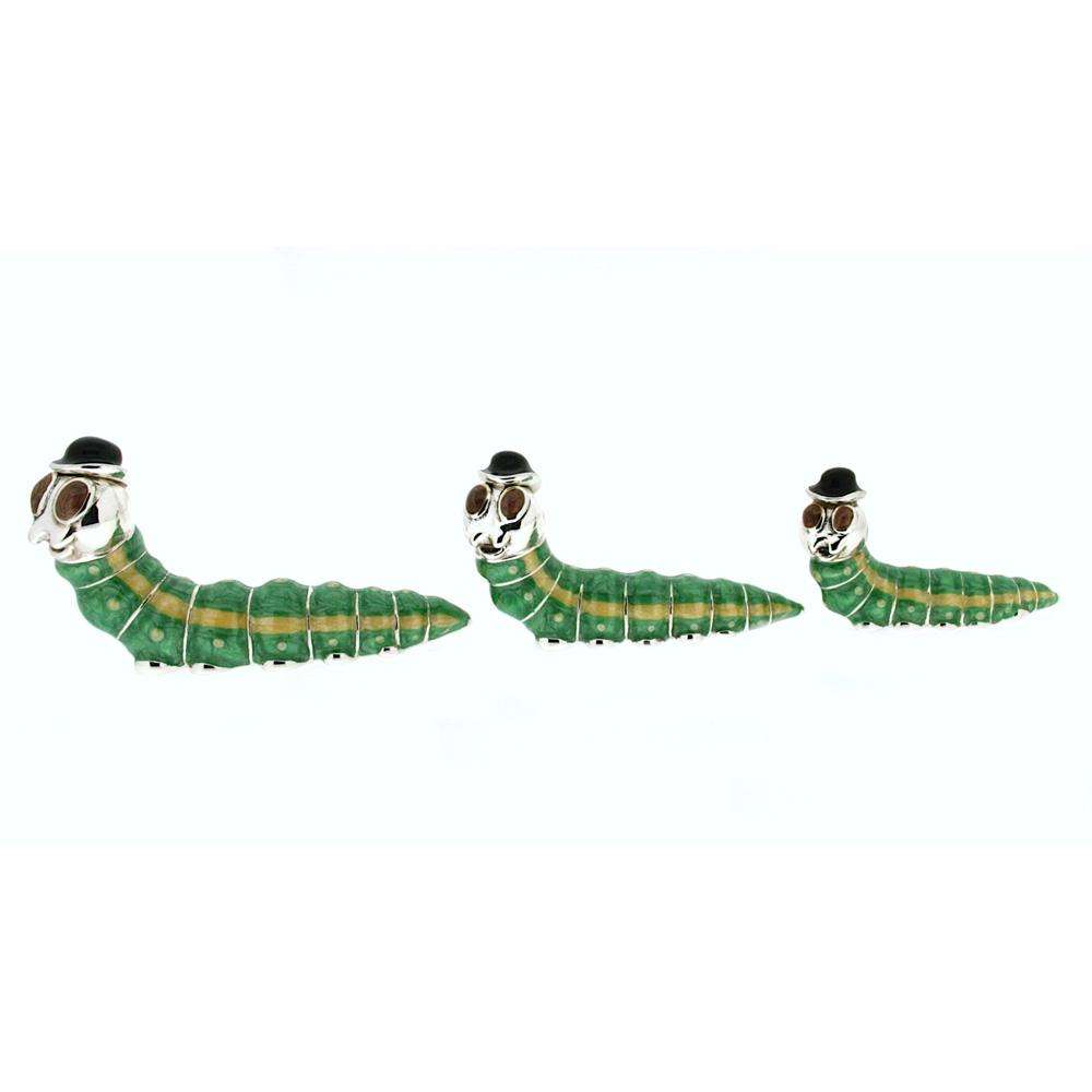 Trio of enameled caterpillars ornament Saturnoo ST226