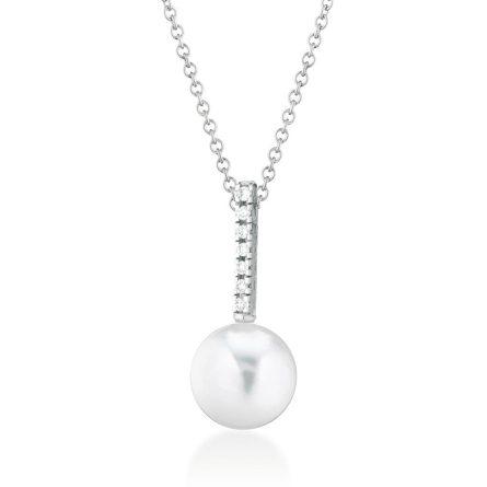 Necklace with Akoya pearl Ø 8-8.5 mm and line of diamonds