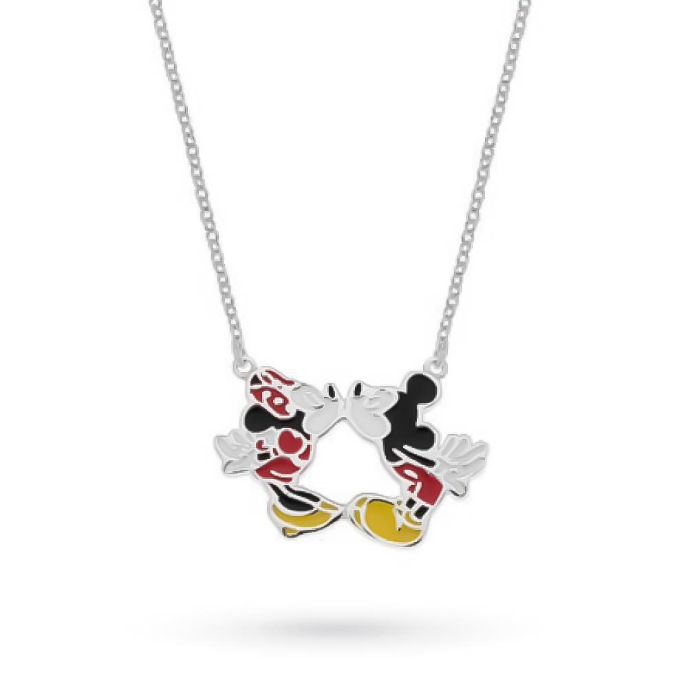 Collana bambini Disney Mickey e Minnie Argento 925 Smalto