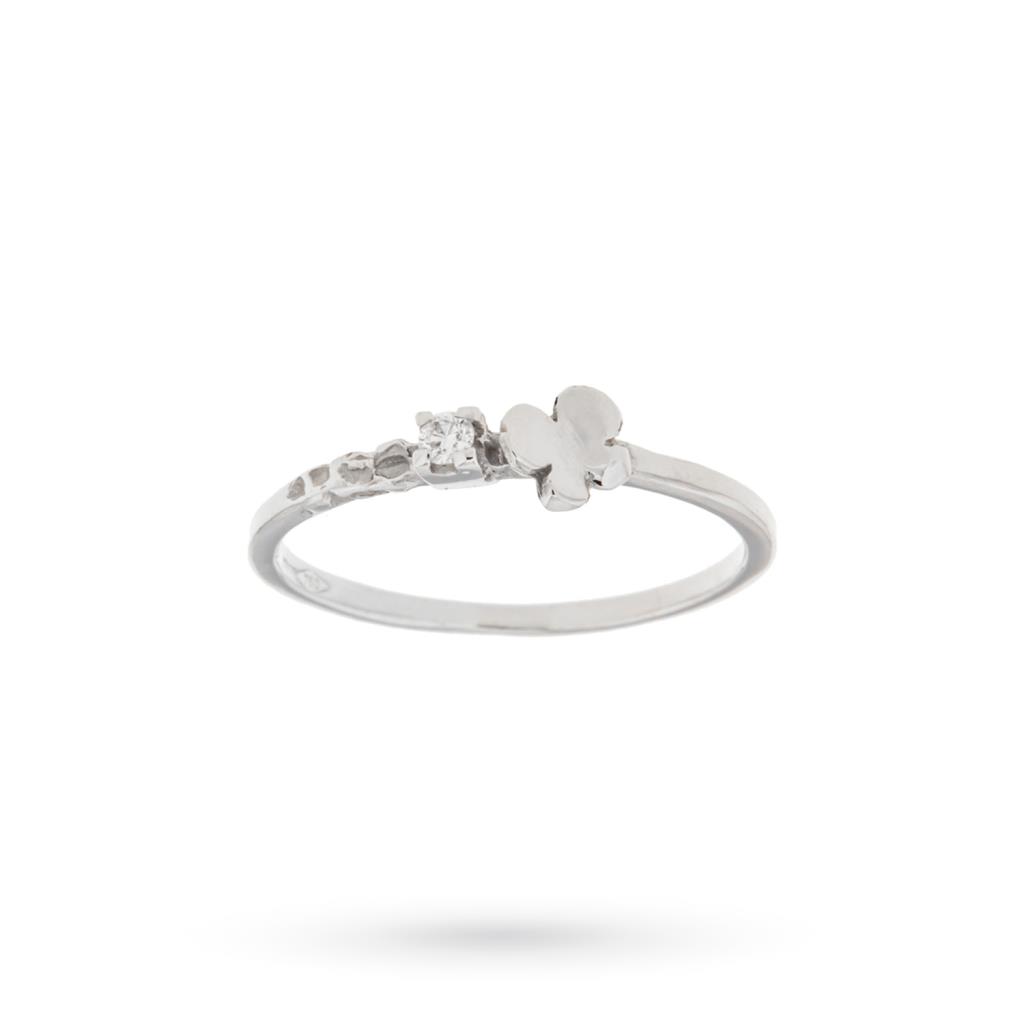 18kt  white gold butterfly diamond ring 0.04 ct Luigi Quaglia