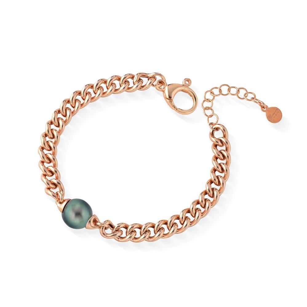Pulsera cadena plata perla rosa tahiti 17cm