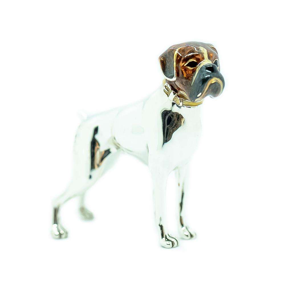 Boxer with low ears enameled silver ornament Saturnoo ST169