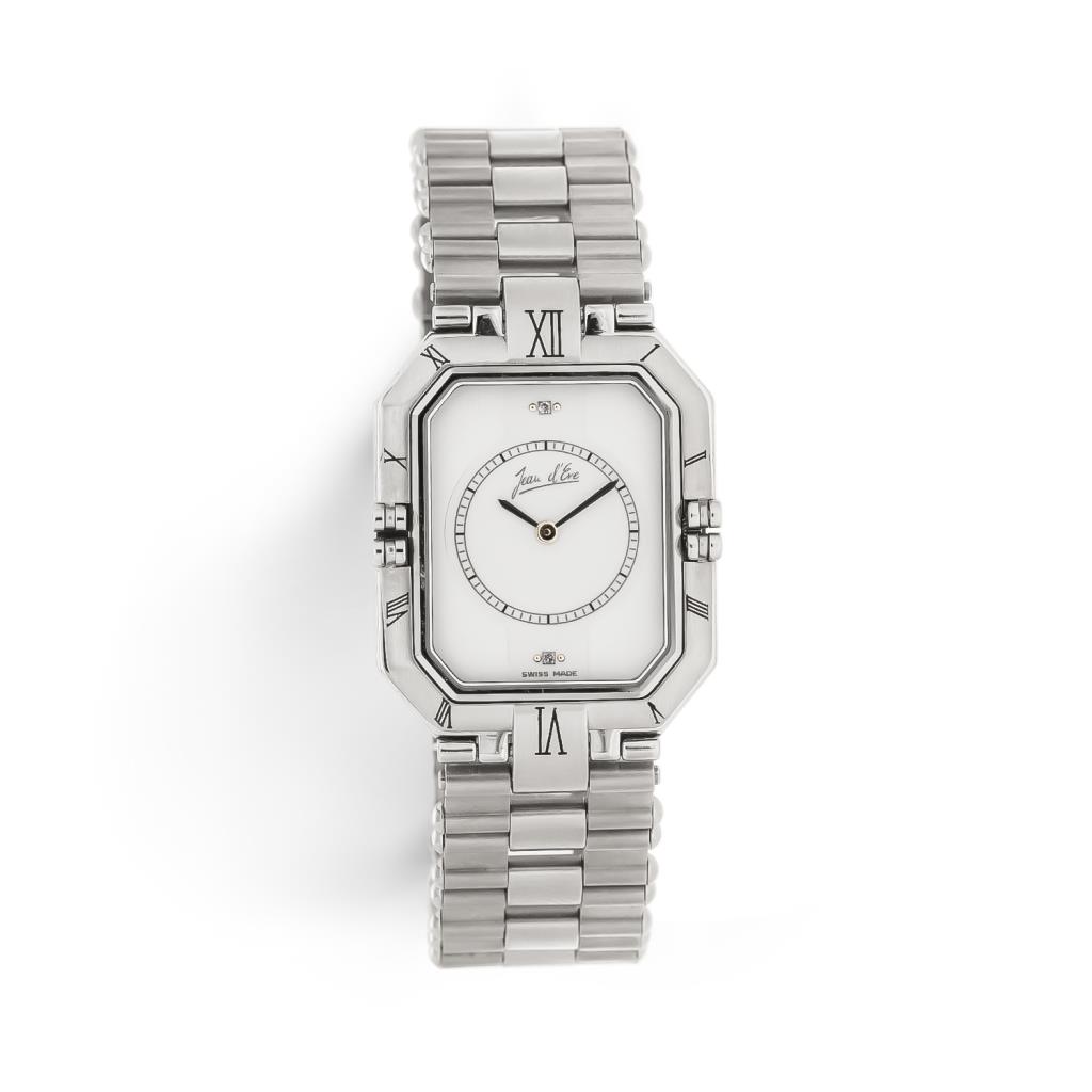 Jean d'Eve steel watch white dial diamonds