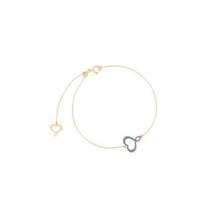 Bracciale Maman et Sophie oro giallo cuore centrale polvere diamanti blu 8x10 mm