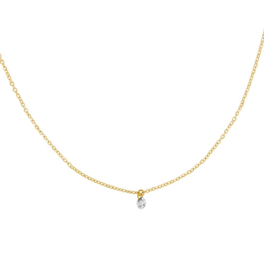 18kt gold necklace 1 lab-grown diamonds 0,15ct LuxGioielli