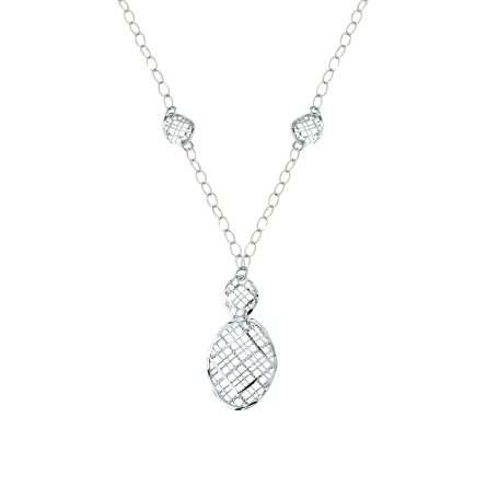 Gargantilla de cadena con eslabones ovalados perforados y cadena tipo rolo de diamantes de 45 cm de largo — C1834B