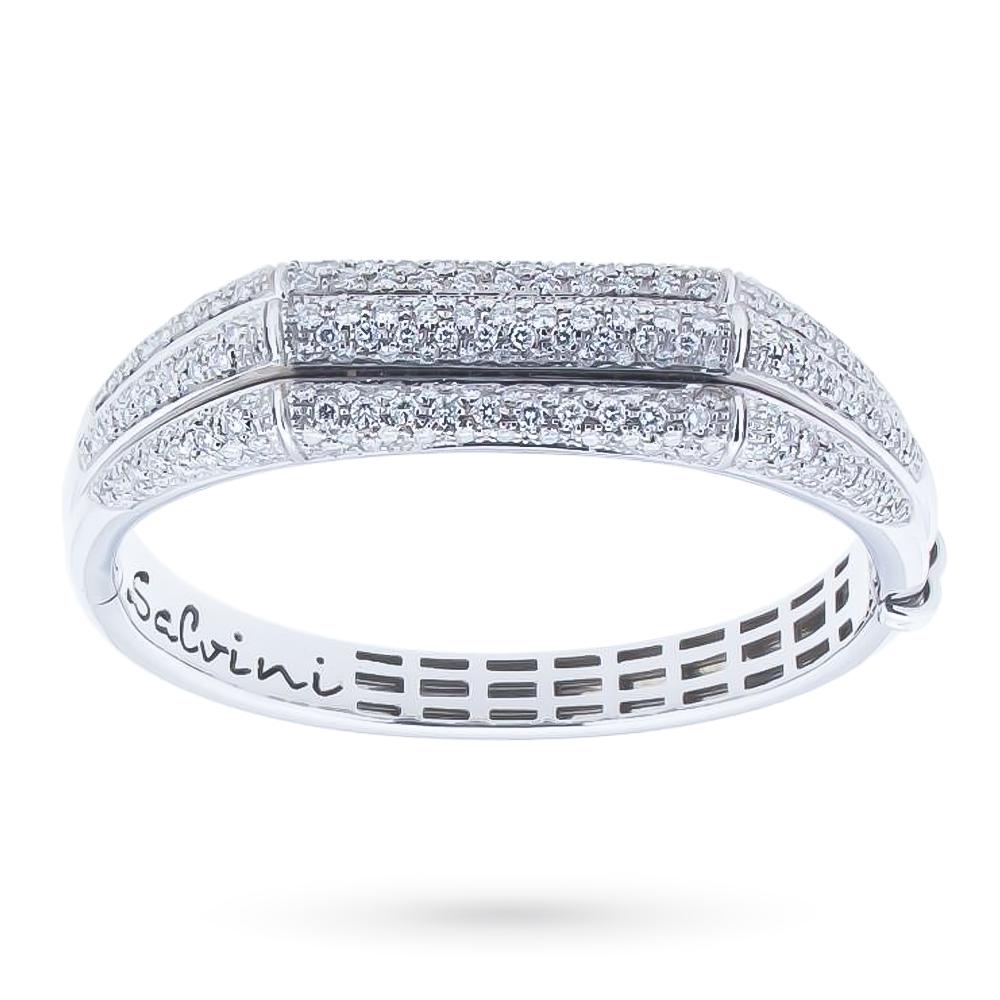Bracciale Salvini oro bianco manetta pavè diamanti 4,21ct