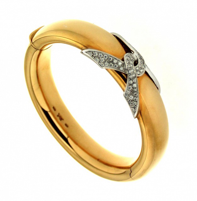 Bracciale Schiava in oro giallo con intreccio di diamanti