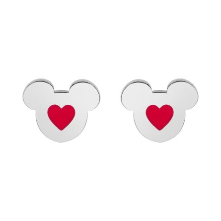 Orecchini Disney Mickey Mouse acciaio cuore smalto rosso