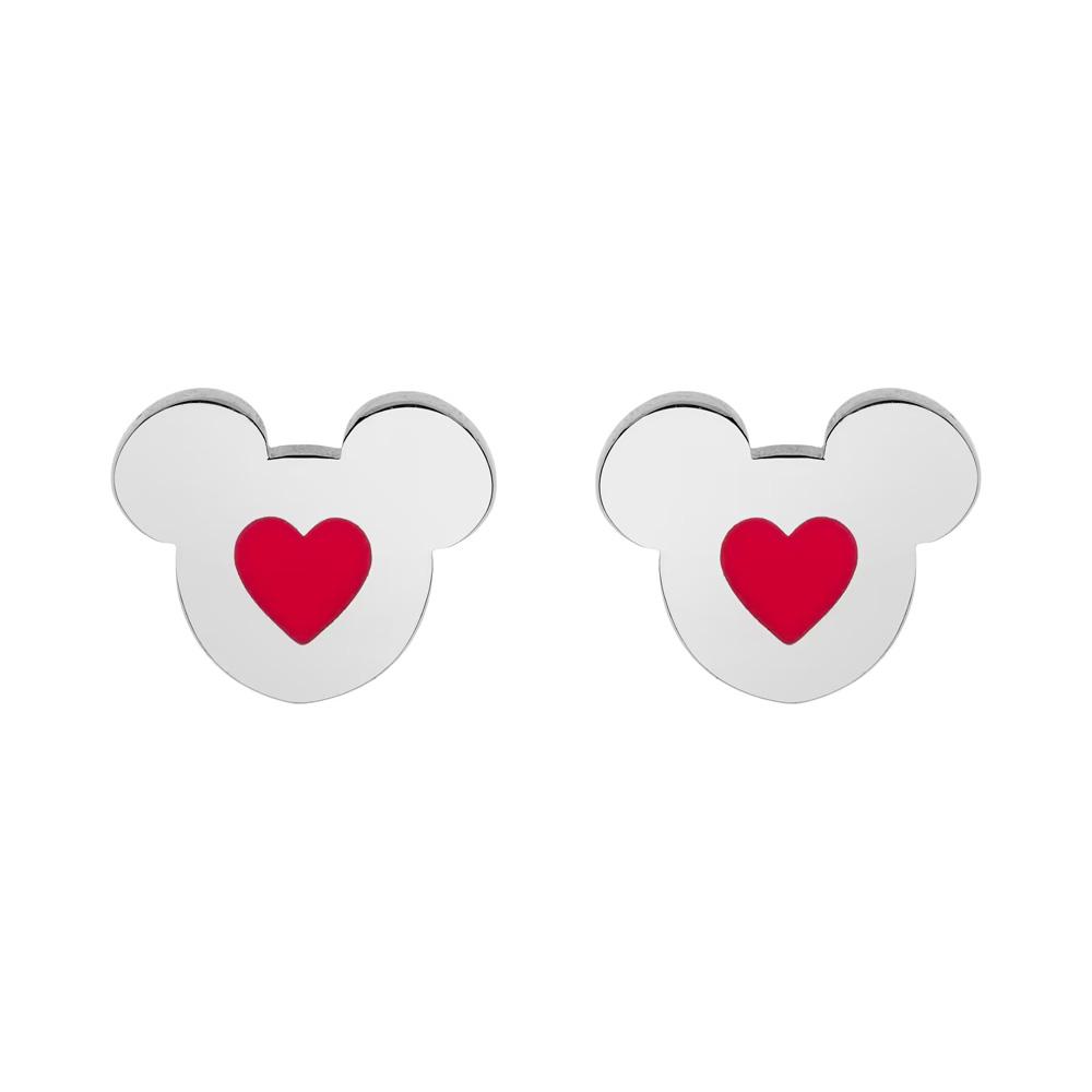 Orecchini Disney Mickey Mouse acciaio cuore smalto rosso