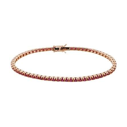 Pulsera tenis de oro rosa con rubíes de 3,26 ct.