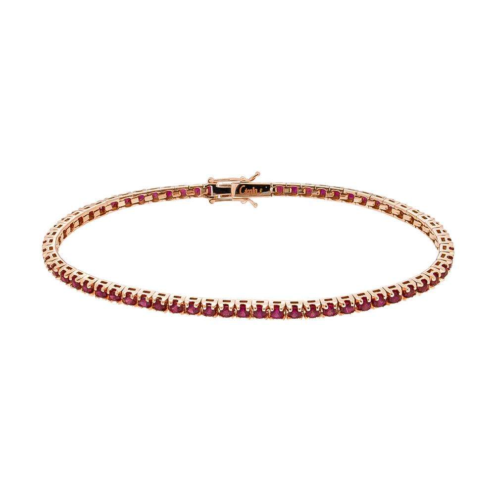 Pulsera tenis de oro rosa con rubíes de 3,26 ct.