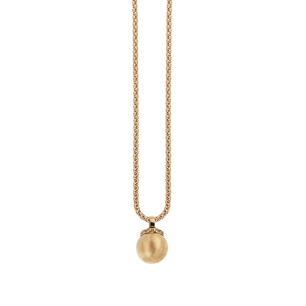 Rose gold chain with satin-finish pendant sphere 45 cm