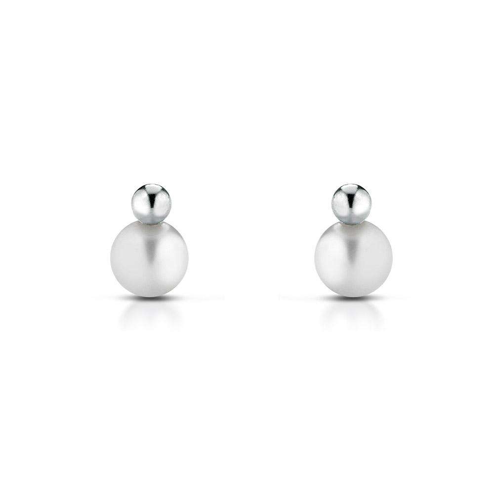 Orecchini con perla fresh water Ø 5,5mm e sfera lucida